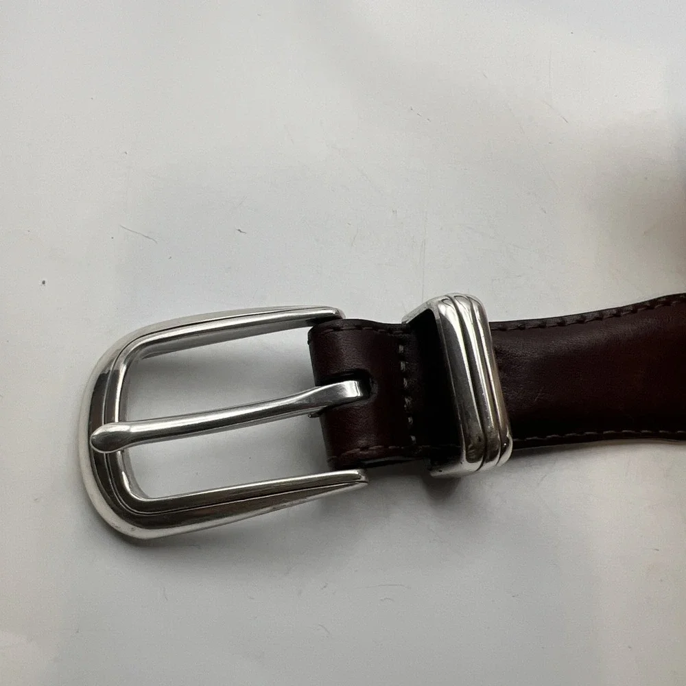 VTG Onyx by Brighton Men's Leather Golf Belt 2 Tone Brown Black Silver Concho 40